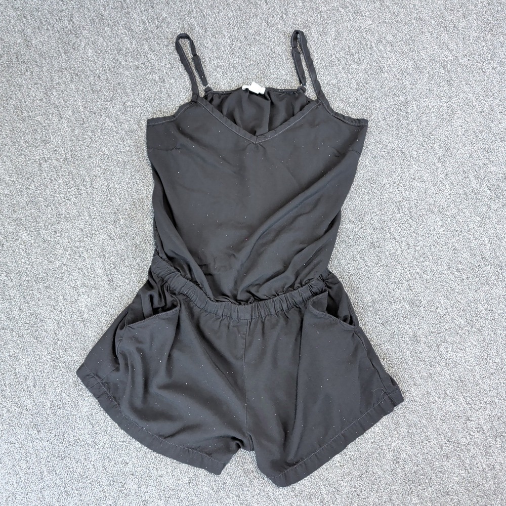 Splendid Modern Shimmer V-Neck Romper Women Small Black Rayon Adjustable Straps — photo 2